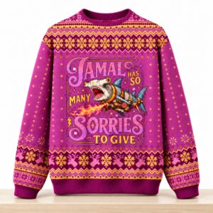 Jamal Has So Many Sorries To Give Shark Christmas 2026 Ugly Sweater
